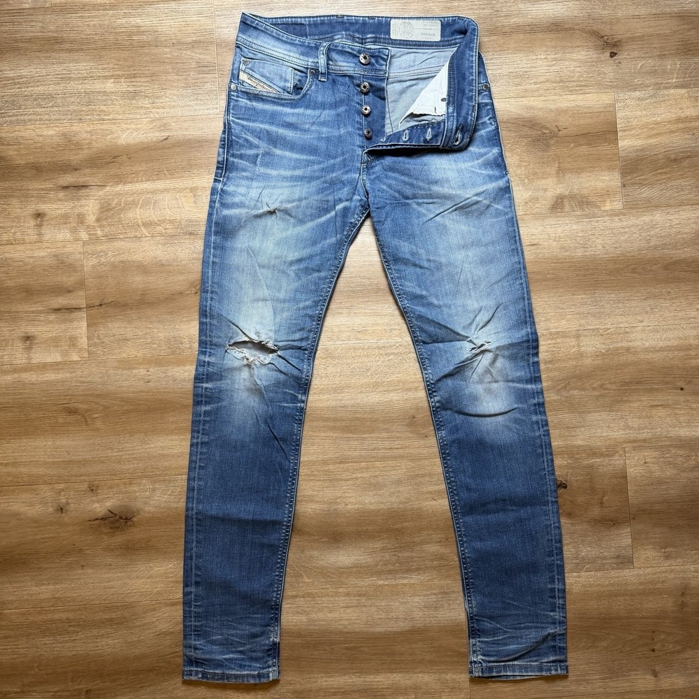 Diesel Troxer Jeans Men 27x30 Blue Slim Skinny Stretch Denim Contrast Wash R23T8